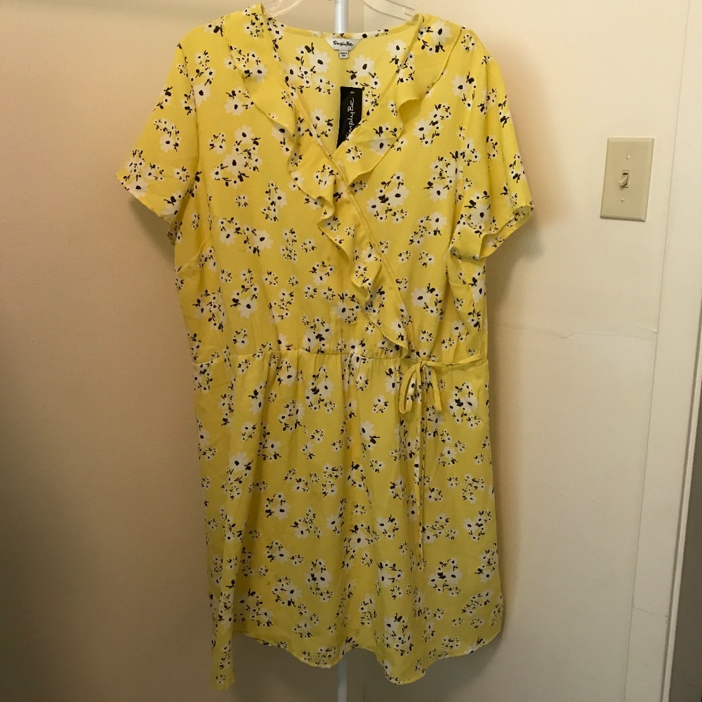 Simply Be yellow floral mini dress